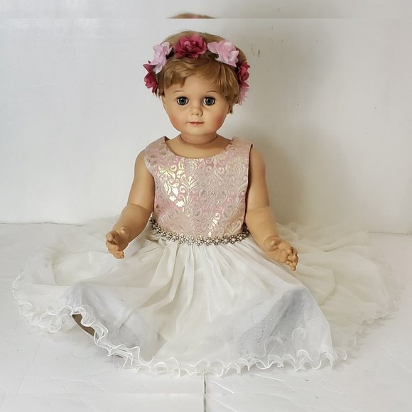 AMERICAN PRINCESS FLORAL CORKSCREW-TULLE PARTY DRESS TODDLER GIRLS 5T ROSEGOLD - Picture 7 of 10
